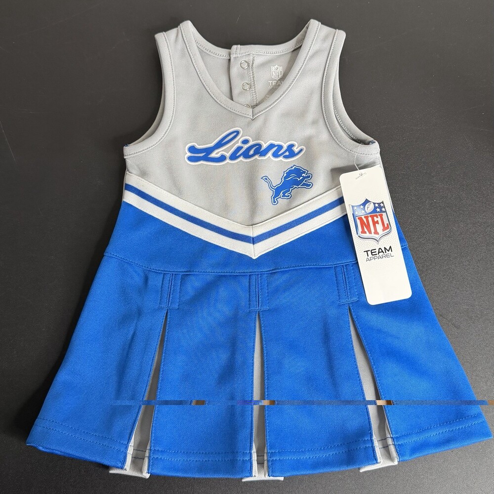 NFL Team Apparel Detroit Lions Girls 12M Jersey Dress V-Neck Blue/Gray